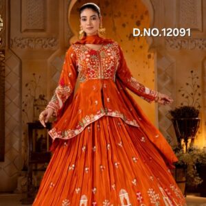 vibrant orange peplum style Lehanga!!