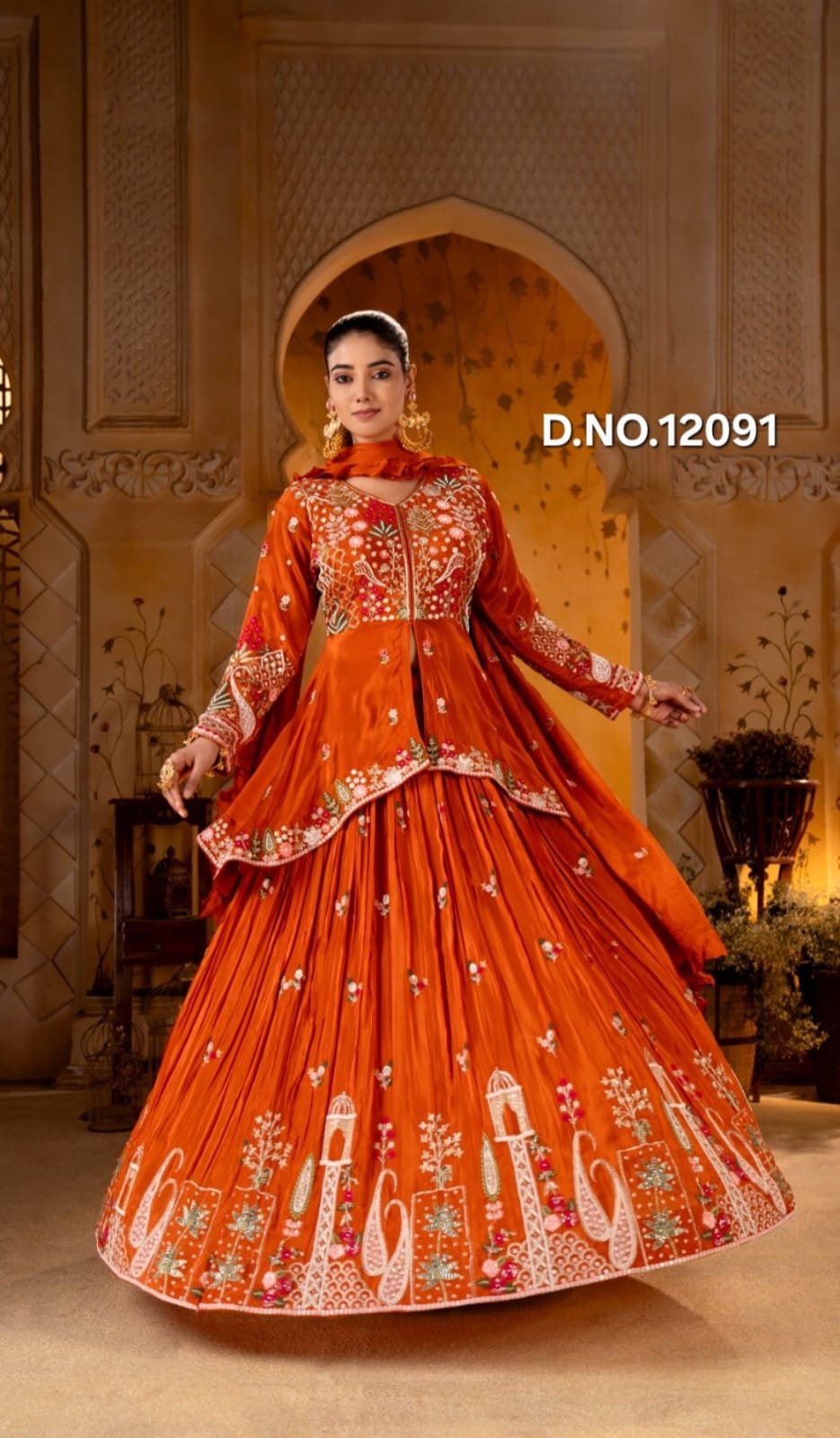 vibrant orange peplum style Lehanga!!