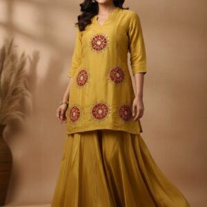 Mustard yellow kurta with Sharara pants!
