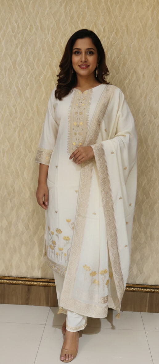 kurti pent duppataa 3 pcs set
jari weaving work π€