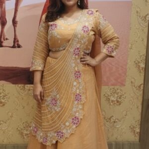 lehanga with attached duppta puru tissue fabric 🧡✨