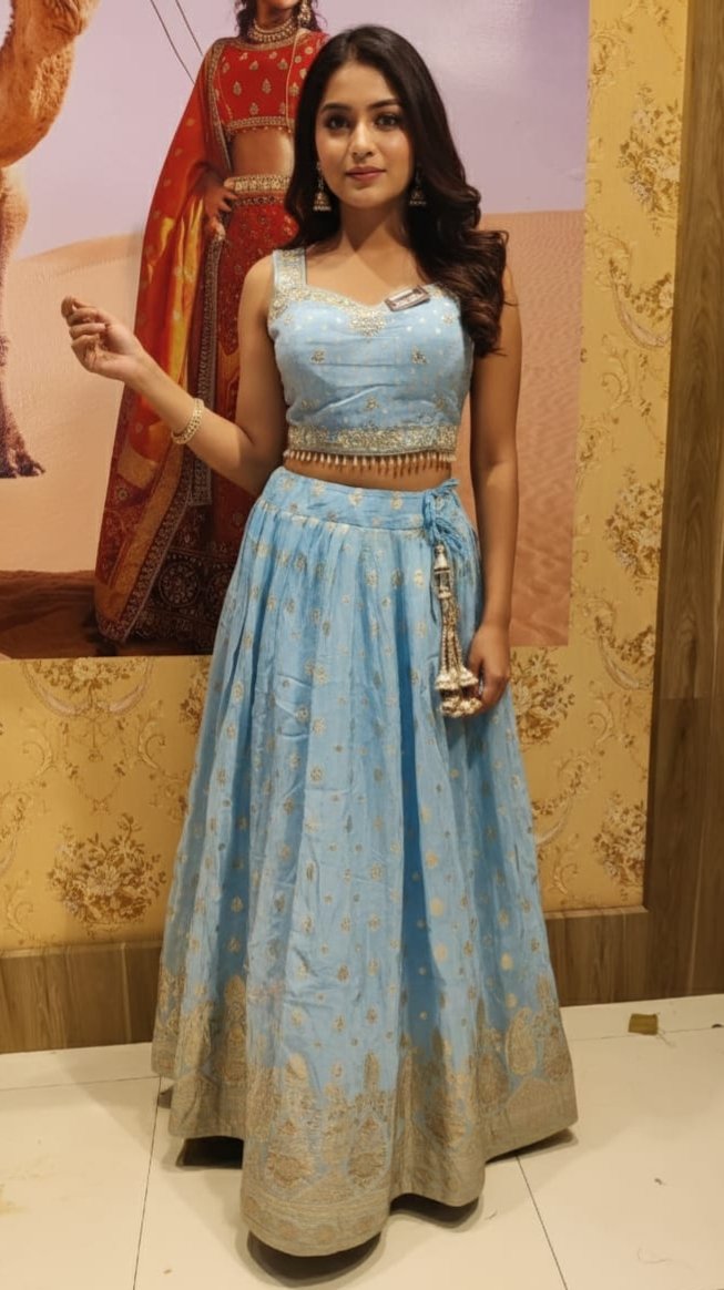 lehanga ✨ 🩵
traditional with a twist ✨
silk fabric
self zari - Image 2