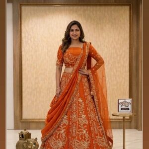 🧡💫Royal Orange Wedding Lehenga with hand Work🧡