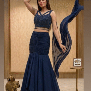 💙💫Navy Blue Mermaid Cut Party Wear Lehenga hindi matalv💙
